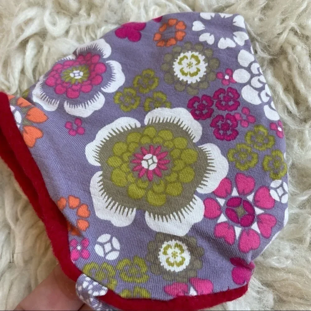 Hand Crafted Reversible Cotton/ Merino Wool Baby Cap Newborn to 3 Months